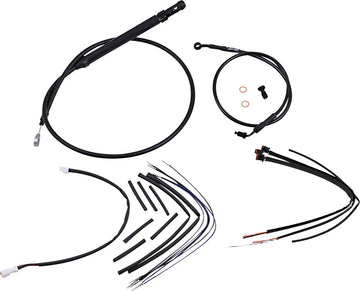 Harley Davidson Softail Street Bob Fxbb [BURLY BRAND] - Kit completo di cavi/linee manubrio in vinile nero per Ape Hangers