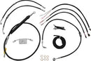 Harley Davidson Fxdrs 114 [LA CHOPPERS] – Komplettes Schwarzes Vinyl-Geflochtenes Lenkerzug-/Bremsleitungs-Kit