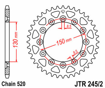 Honda XL 500 R [JT Sprockets] - Pinimento in acciaio standard sul retro