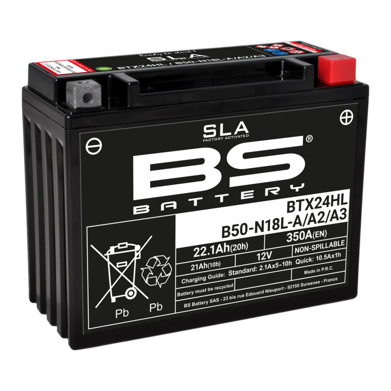 Ducati Gtv 500 [BS BATTERY] - SLA Wartungsfreie Batterie Werkseitig aktiviert - BTX24HL/B50-N18L-A/A2/A3