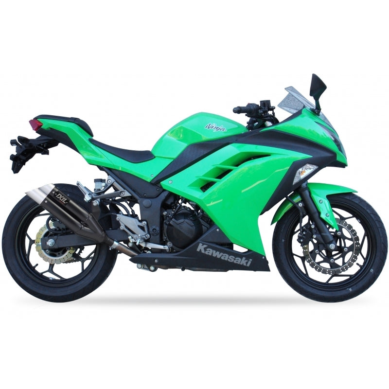 Kawasaki Ninja 300 [IXIL] - Hyperlow muffler stainless steel black / end cap aluminum - XK7336XB