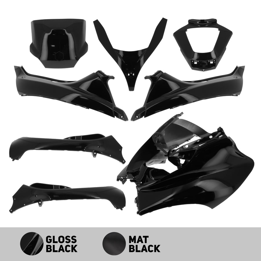 Piaggio MP 3 300 LT Sport ABS (M 862) [2014] - Verkleidungskit Glänzend Schwarz - Piaggio MP3 125/250/300 (11–14) 400 (08–11) 500 (11–13)
