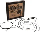 Harley Davidson Flhrxs [BURLY BRAND] – Komplettes schwarzes Vinyl-Lenkerzug/-Leitungsset für Ape Hanger