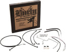 Harley Davidson Flhrxs [BURLY BRAND] – Komplettes schwarzes Vinyl-Lenkerzug/-Leitungsset für Ape Hanger