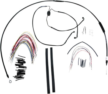 harley davidson flhtc [BURLY BRAND] – Komplettes Schwarzes Vinyl-Lenkerzug-/Leitungskit für Ape Hanger
