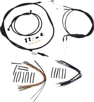 Harley Davidson FLST [BURLY BRAND] - Kit completo di cavi/linee manubrio in vinile nero per Ape Hanger - 0