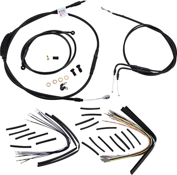 Harley Davidson Fxst [BURLY BRAND] - Kit completo di cavi/linee manubrio in vinile nero per Ape Hangers