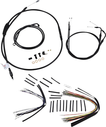 Harley Davidson FLST [BURLY BRAND] - Kit completo di cavi/linee manubrio in vinile nero per Ape Hanger - 0
