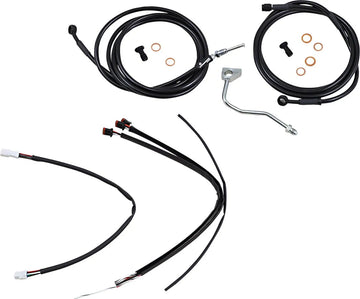 Harley Davidson flhrxs [BURLY BRAND] - Kit completo di cavi/linee manubrio in vinile nero per Ape Hanger
