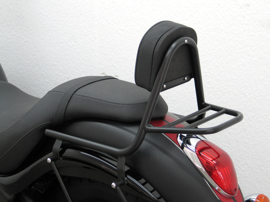Kawasaki VN 900 Custom [2007-2017] - Sissy Bar aus Rohr mit Kissen und Gepäckträger, schwarz