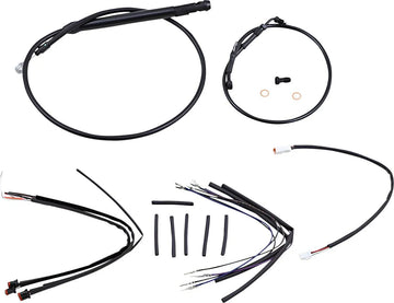 Harley Davidson Softail Street Bob Fxbb [BURLY BRAND] - Kit completo di cavi/linee manubrio in vinile nero per Ape Hangers
