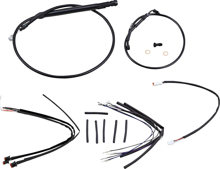 Harley-Davidson Street Bob [BURLY BRAND] - Kit completo di cavi/linee manubrio in vinile nero per Ape Hangers