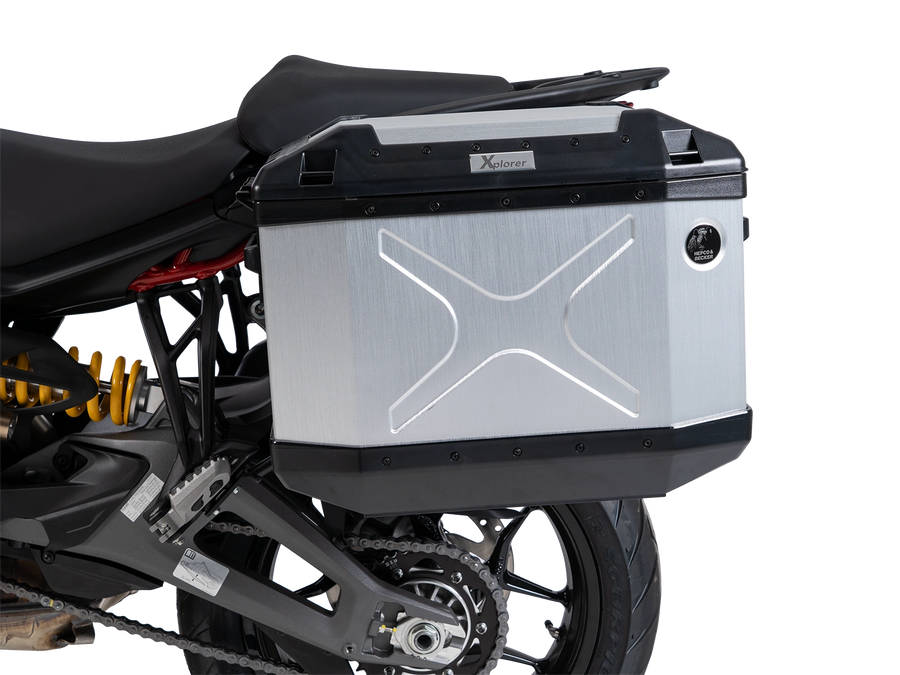 DUCATI Multistrada V2 [2025-2026] - Portapacchi Set Cutout nero incl. Set di borse laterali Xplorer Cutout argento