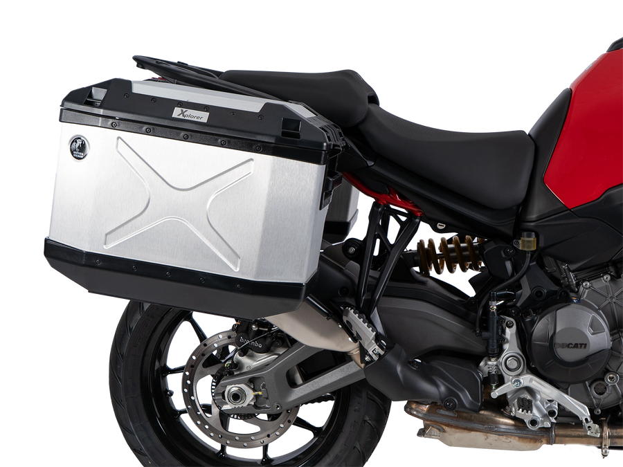 DUCATI Multistrada V2 [2025-2026] - Portapacchi Set Cutout nero incl. Set di borse laterali Xplorer Cutout argento