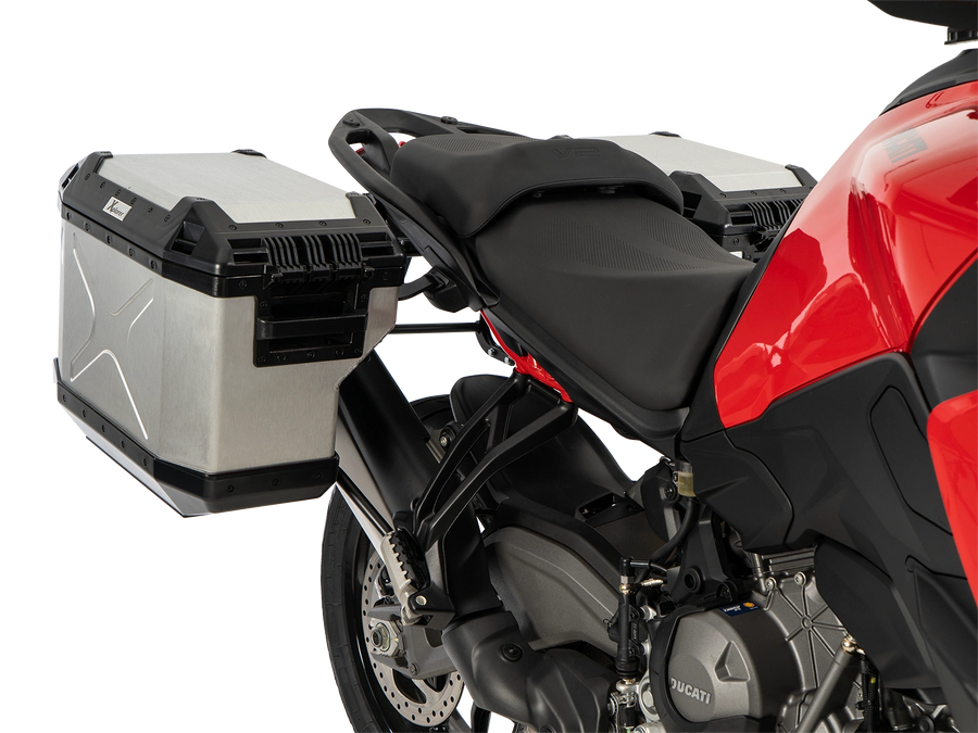 DUCATI Multistrada V2 [2025-2026] - Portapacchi Set Cutout nero incl. Set di borse laterali Xplorer Cutout argento