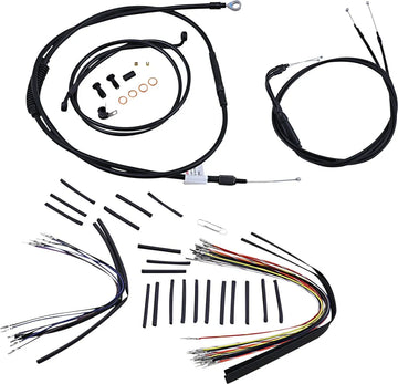 Harley Davidson Fxst [BURLY BRAND] - Kit completo di cavi/linee manubrio in vinile nero per Ape Hangers