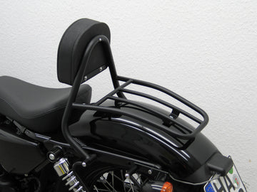 Harley Davidson Sportser Quarantotto [2010-2020] -Driver Sissy Bar con cuscini e portapacchi, nero