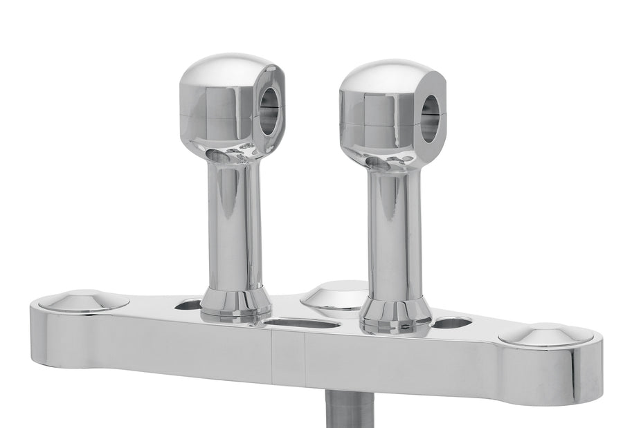 Alu-Riser für Lenker mit 31 - Alu-Riser für Lenker mit 31,75 (1 1/4′) Ø, 100 mm hoch, poliert. Mit 1/2″ UNC Gewinde.