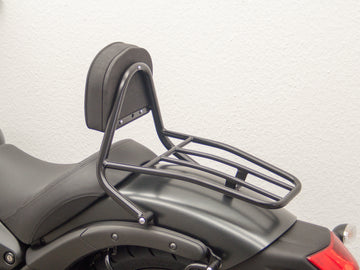 Kawasaki Vulcan S (EN650A) 2015-2020 und (EN650J) 2021- [2015-2020] - Fahrer Sissy Bar mit Kissen und Gepäckträger, schwarz