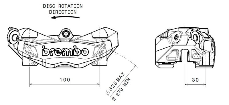 Bmw R Ninet Racer [BREMBO] - M4 Bremssattel vorne links Titan Ø32mm
