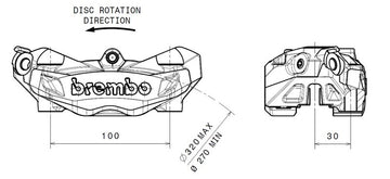 Hyperstrada 821 [BREMBO] - Pinza freno M4 anteriore sinistra nera Ø32mm