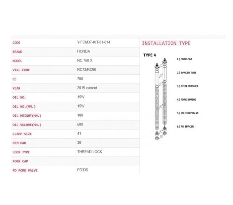 Honda Nc 750 X Dct [YSS] - Upgrade kit fork - Sport