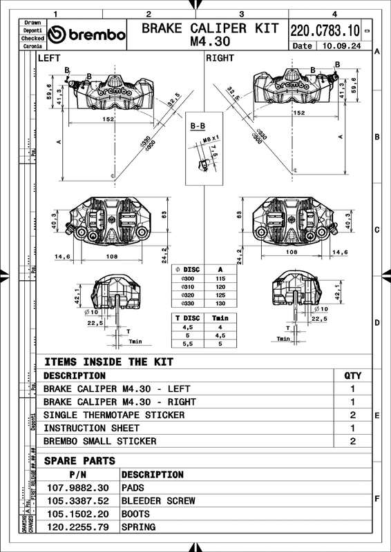 Kawasaki Ninja 1000 [BREMBO RACING] - GP4-RS Pair of front radial brake calipers 4 pistons Ø3mm