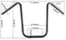 Suzuki M 800 Intruder [HIGHWAY HAWK] - Bad Hawk 1 Zoll Lenker mit 3 Bohrungen, 845mm breit 370mm hoch, chrom