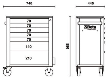 Carrello portautensili BETA RSC24/7 con 7 cassetti