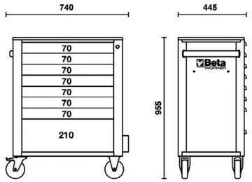 Carrello portautensili BETA C24S/8 PLUS-A con 8 cassetti