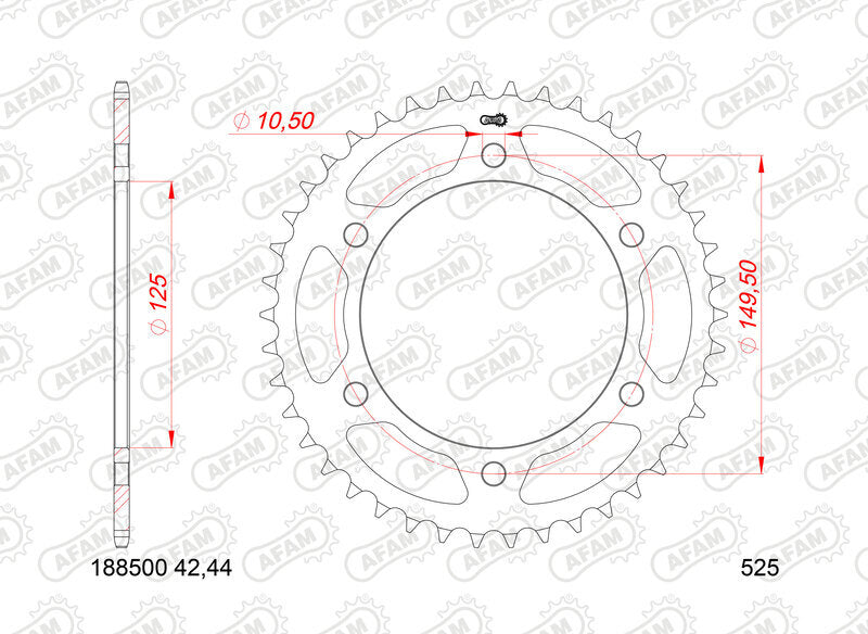 Benelli Leoncino 800 Trail [AFAM] - Kit catena 525XMR3 16/46 Superrinforzata - Corona standard