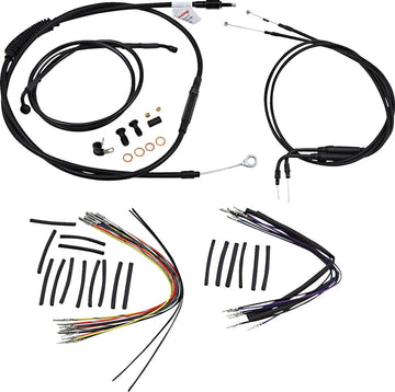 Harley Davidson FLST [BURLY BRAND] - Kit completo di cavi/linee manubrio in vinile nero per Ape Hanger