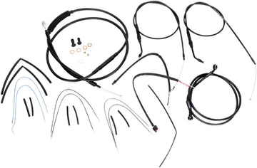 Harley-Davidson Street Bob [BURLY BRAND] - Kit completo di cavi/linee manubrio in vinile nero per Ape Hangers - 0
