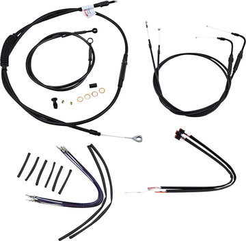 Harley Davidson FLST [BURLY BRAND] - Kit completo di cavi/linee manubrio in vinile nero per Ape Hanger