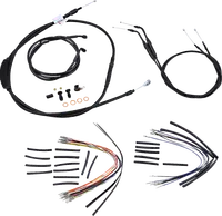 Harley Davidson Fxdwg [BURLY BRAND] – Komplettes schwarzes Vinyl-Lenkerzug/-Leitungsset für Ape Hanger