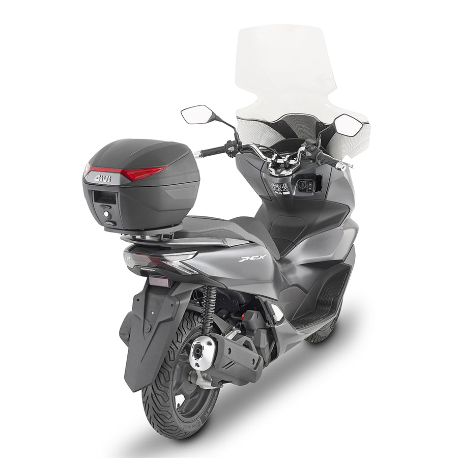 C30N - Monolock Topcase mit Platte – schwarz, mit roten Reflektoren