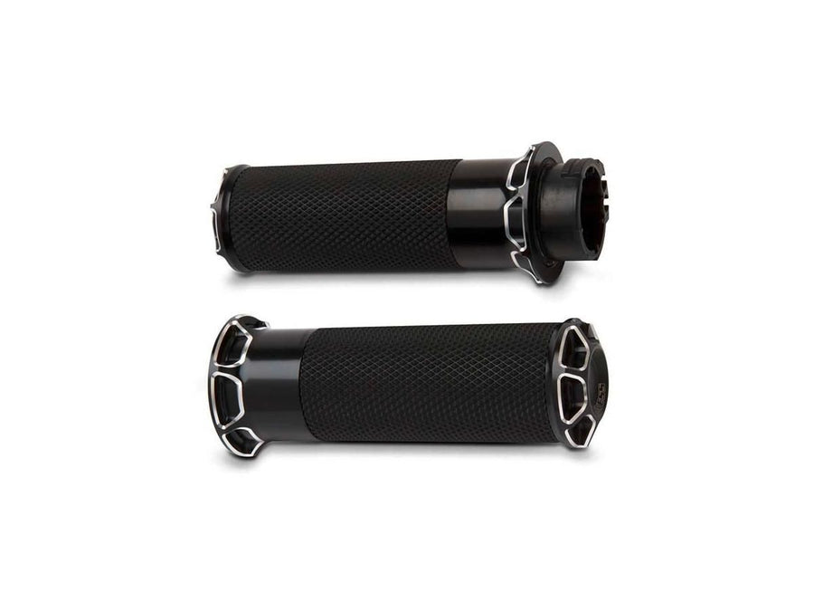 Harley Davidson Touring [2008-2024] – Abgeschrägte Fusion Griffe Schwarz Eloxiert 1"