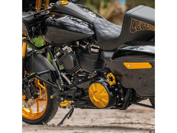 Harley Davidson Touring [2016-2024] -10-Gauge Derby Cover Gold anodizzato