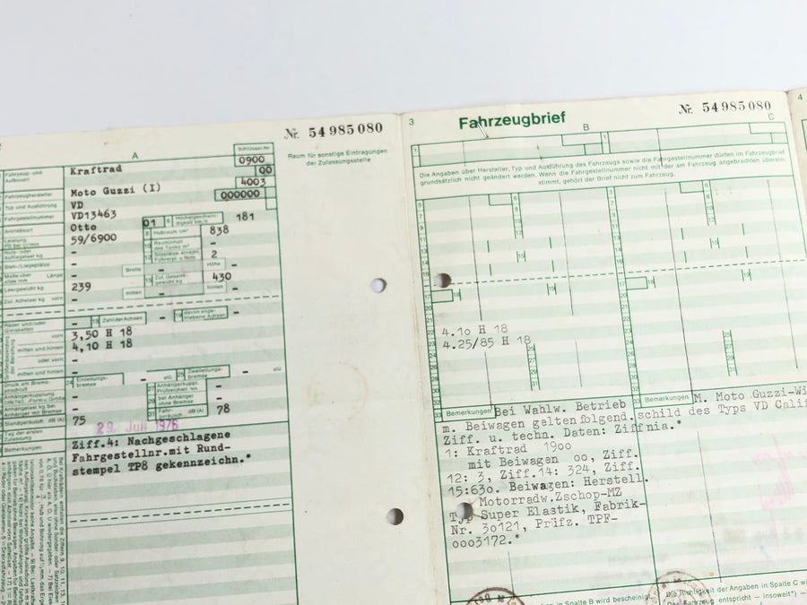 Moto Guzzi 850 -t3 VD [1979] - Frame con documenti