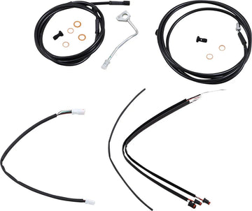 Harley Davidson flhrxs [BURLY BRAND] - Kit completo di cavi/linee manubrio in vinile nero per Ape Hanger