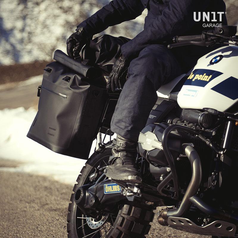 BMW R nineT 1200 Pure [2017-2023] - Khali Seitentasche aus TPU 35L - 45L + Aluminiumplatte auf der Schalldämpferseite