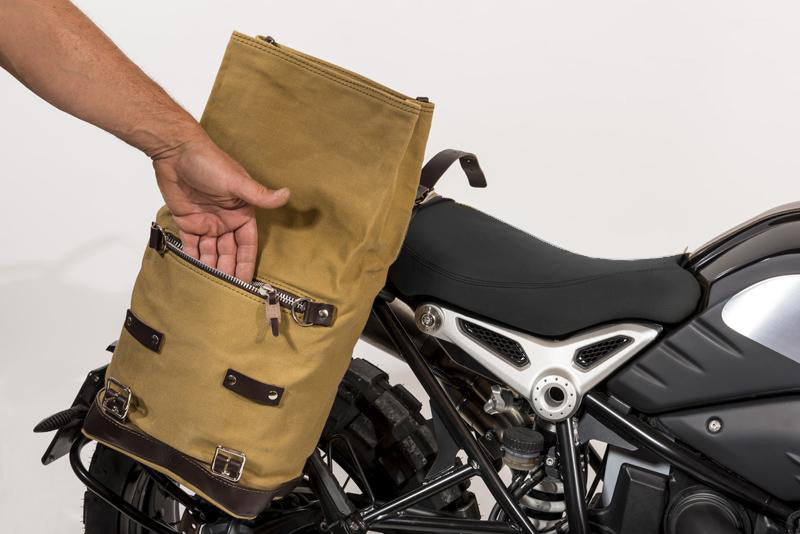 BMW R nineT 1200 Urban G/S (hoher Auspuff) [2017-2023] - Canvas-Seitentasche 10L-14L + Rahmen der NineT-Serie