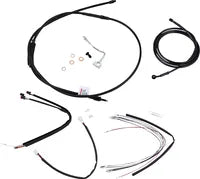 Harley Davidson Flhrxs [BURLY BRAND] – Komplettes schwarzes Vinyl-Lenkerzug/-Leitungsset für Ape Hanger
