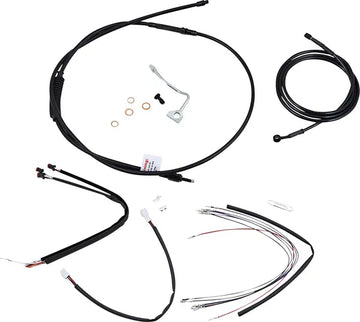 Harley Davidson Flhrxs [BURLY BRAND] – Komplettes schwarzes Vinyl-Lenkerzug/-Leitungsset für Ape Hanger