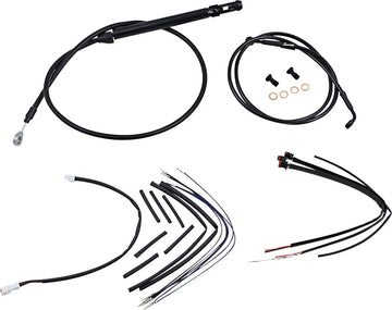 Harley Davidson Softail Street Bob Fxbb [BURLY BRAND] - Kit completo di cavi/linee manubrio in vinile nero per Ape Hangers
