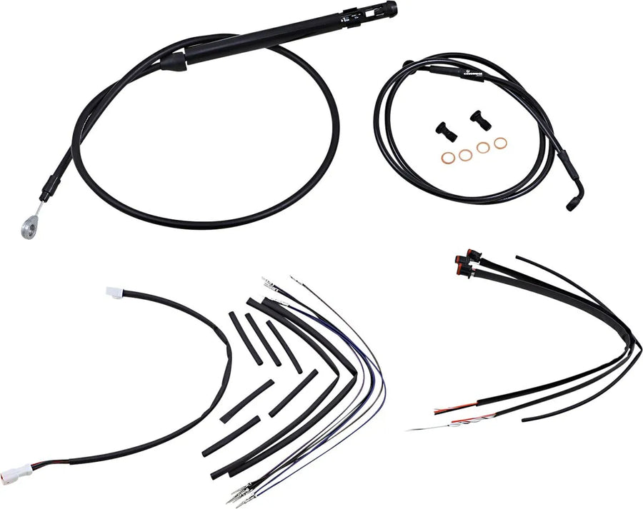 Harley Davidson Softail Street Bob Fxbb [BURLY BRAND] - Kit completo di cavi/linee manubrio in vinile nero per Ape Hangers