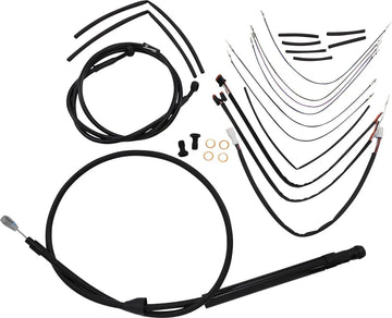 Harley Davidson Softail Street Bob Fxbb [BURLY BRAND] - Kit completo di cavi/linee manubrio in vinile nero per Ape Hangers