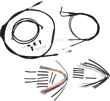 Harley Davidson FLST [BURLY BRAND] - Kit completo di cavi/linee manubrio in vinile nero per Ape Hanger