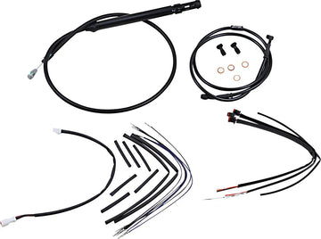 Harley Davidson Softail Street Bob Fxbb [BURLY BRAND] - Kit completo di cavi/linee manubrio in vinile nero per Ape Hangers