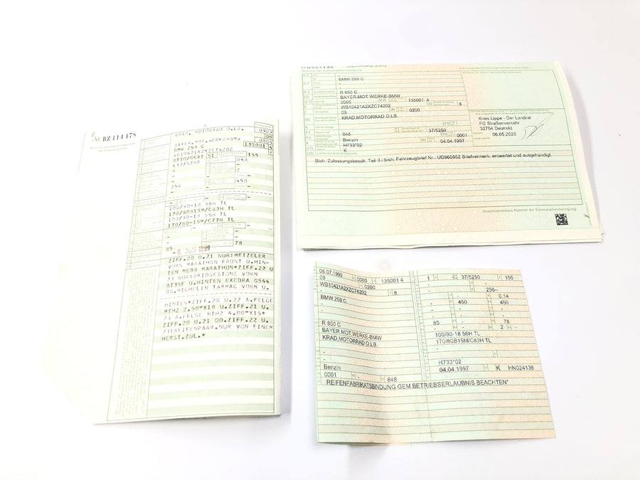 BMW R 850 C 259C [1999] - testata con documenti del veicolo